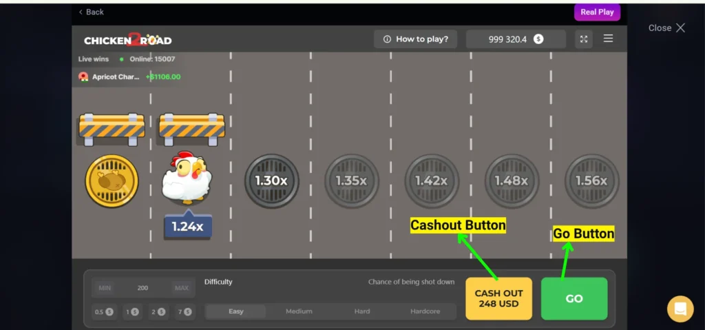 Chicken Road Cashout Button