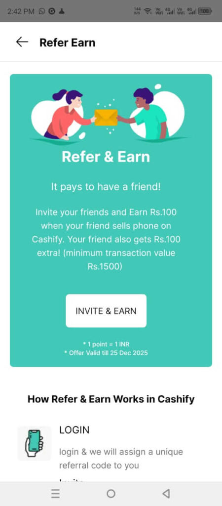 Cashify Refer & Earn